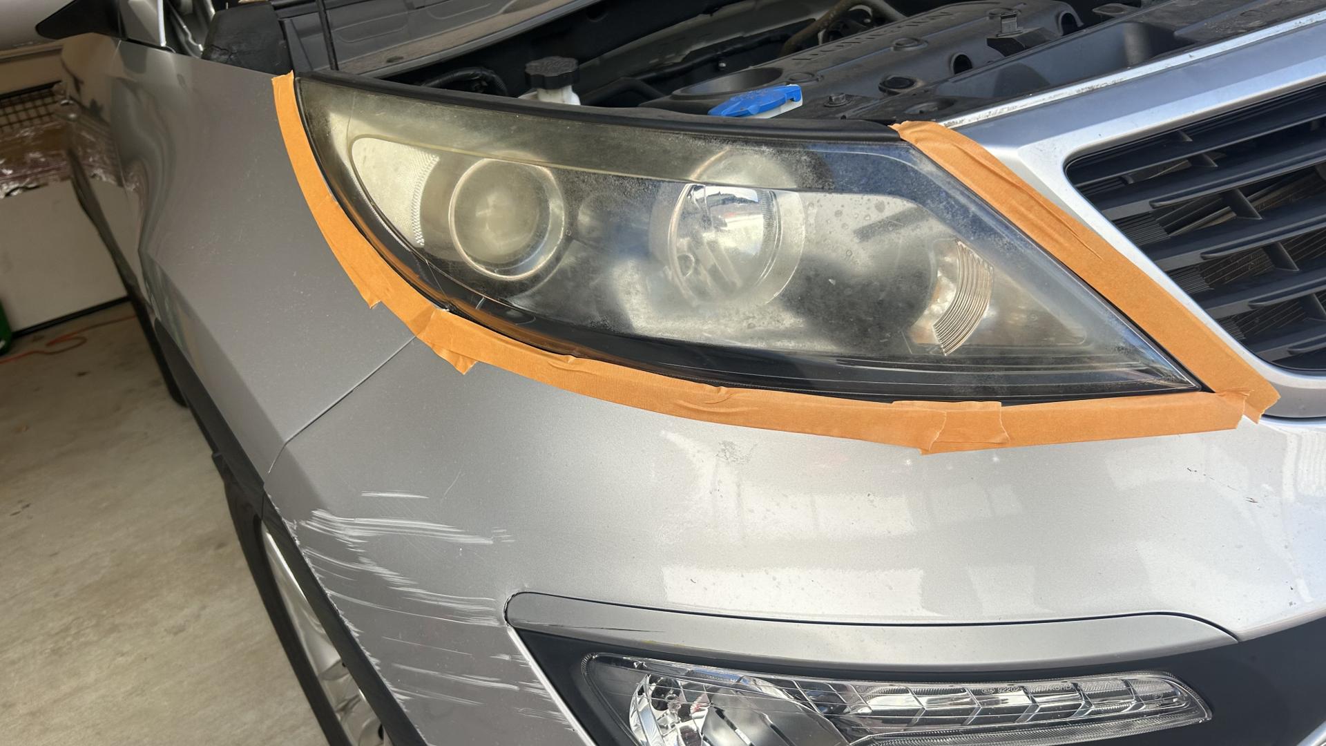 Cloudy headlight before restoration in Cannington