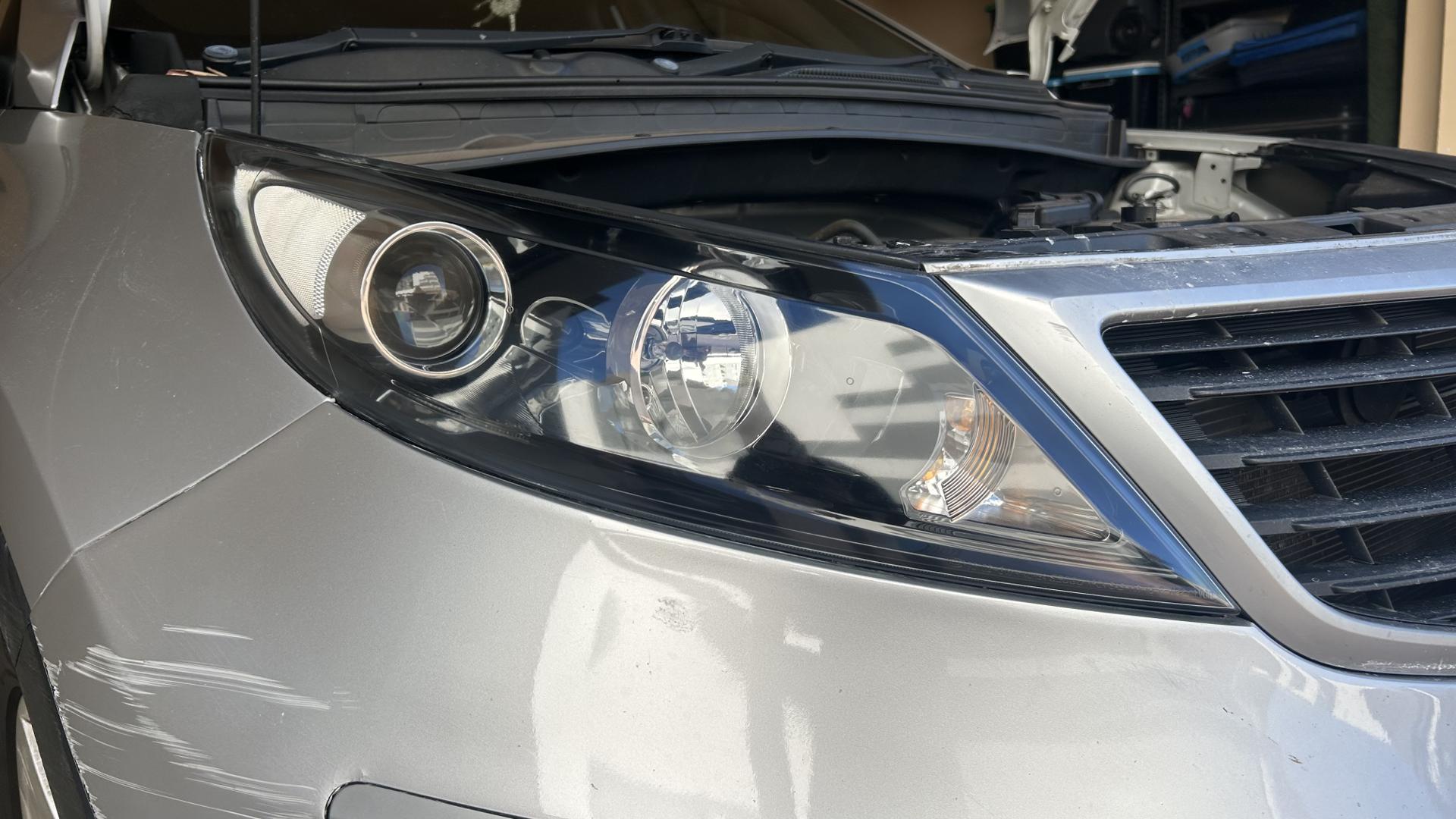 Work van headlight before restoration in Wangara